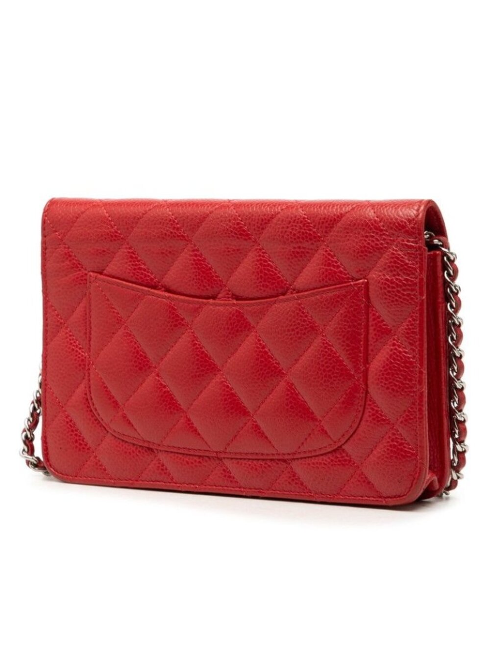 Chanel Quilted CC Logo Chain Shoulder Bag Crossbody Red Caviar Leather - Picture 2 of 7
